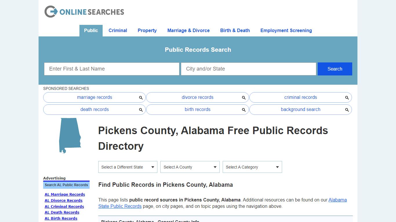 Pickens County, Alabama Public Records Directory