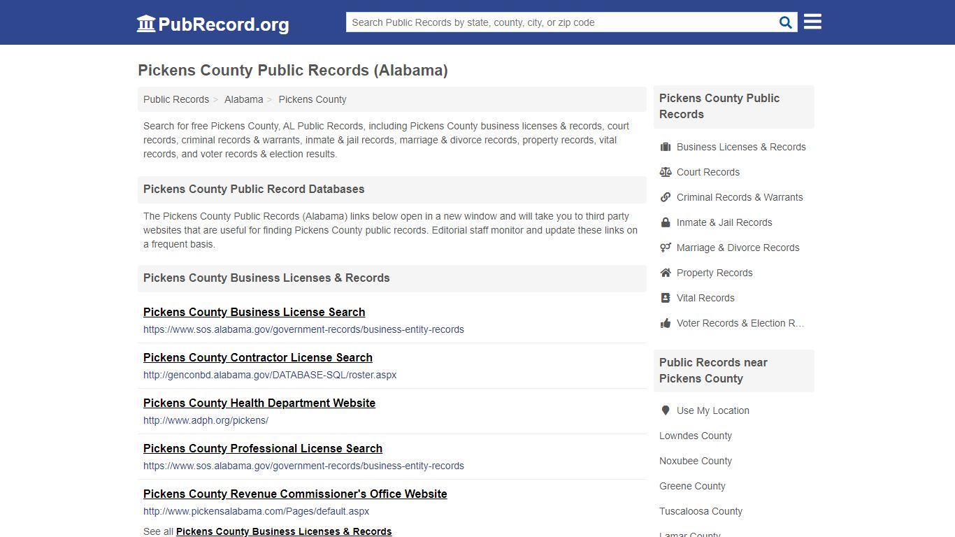 Free Pickens County Public Records (Alabama Public Records)