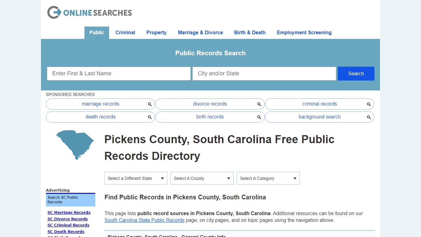 Pickens County, South Carolina Public Records Directory